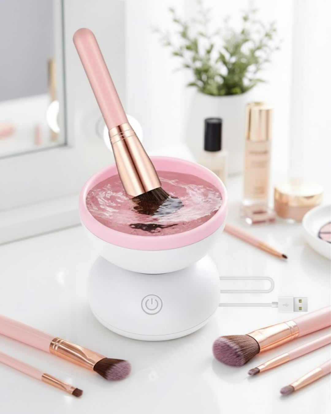 Elektrikli Makyaj Fırçası Temizleyici USB ile Çalışan Otomatik Fırça Yıkama Makinesi - Lisinya