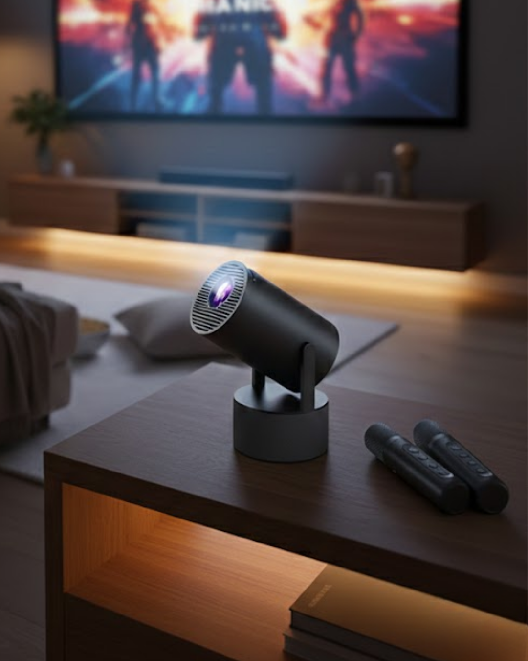 Akıllı Projeksiyon Cihazı Karaoke Mikrofonlu 1080P Android - Lisinya