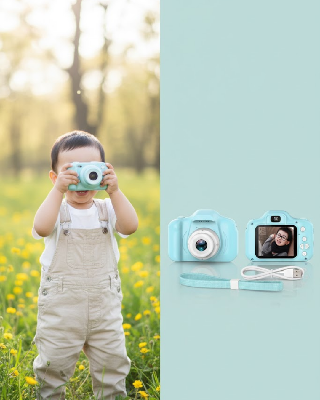 Mavi Mini HD Dijital Kamera Video ve Fotoğraf Çekimli Şarjlı Taşınabilir Kayıt Cihazı - Lisinya