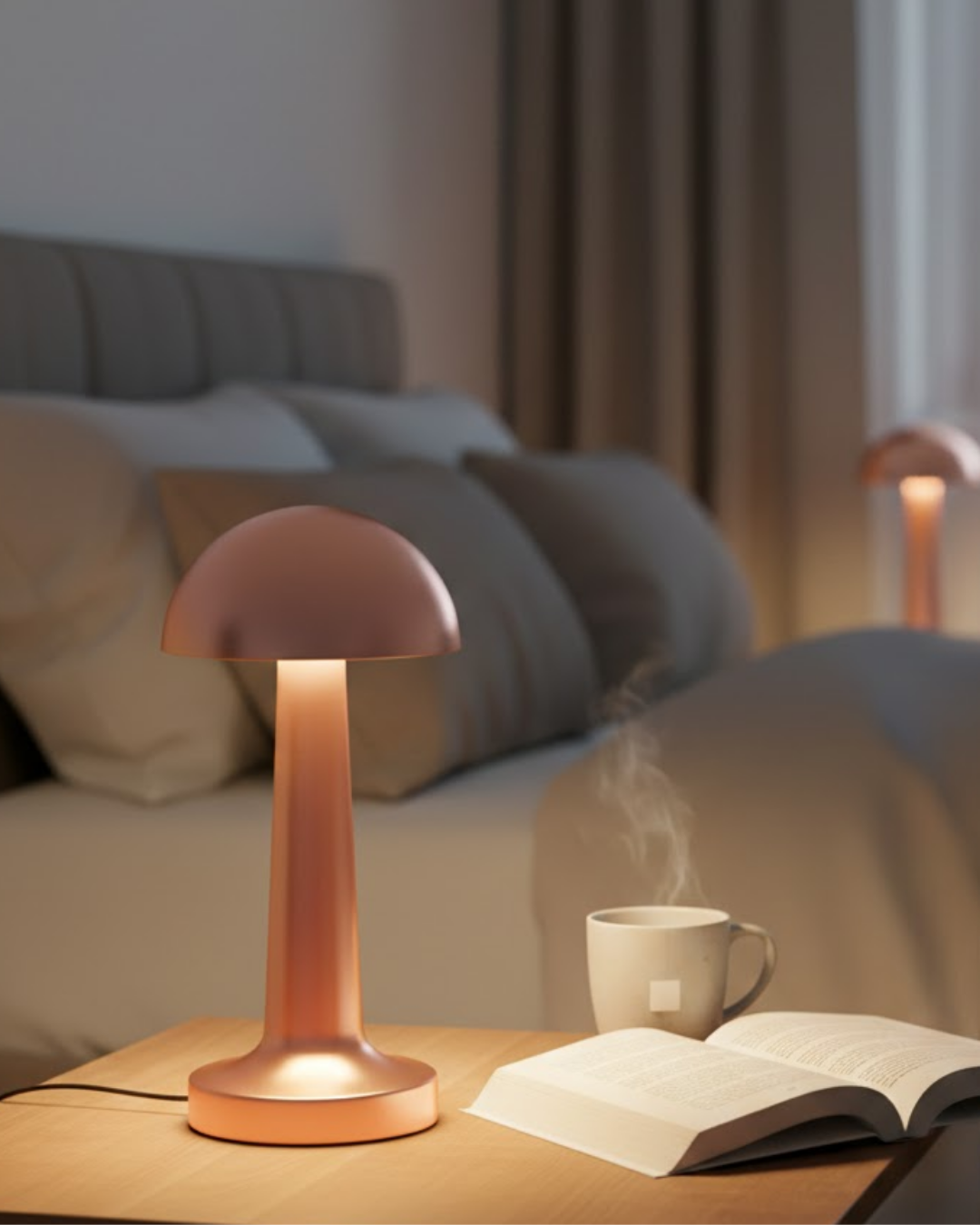 Şarjlı Mantar Masa Lambası 3 Seviyeli Dokunmatik LED USB Şarj Özellikli - Lisinya