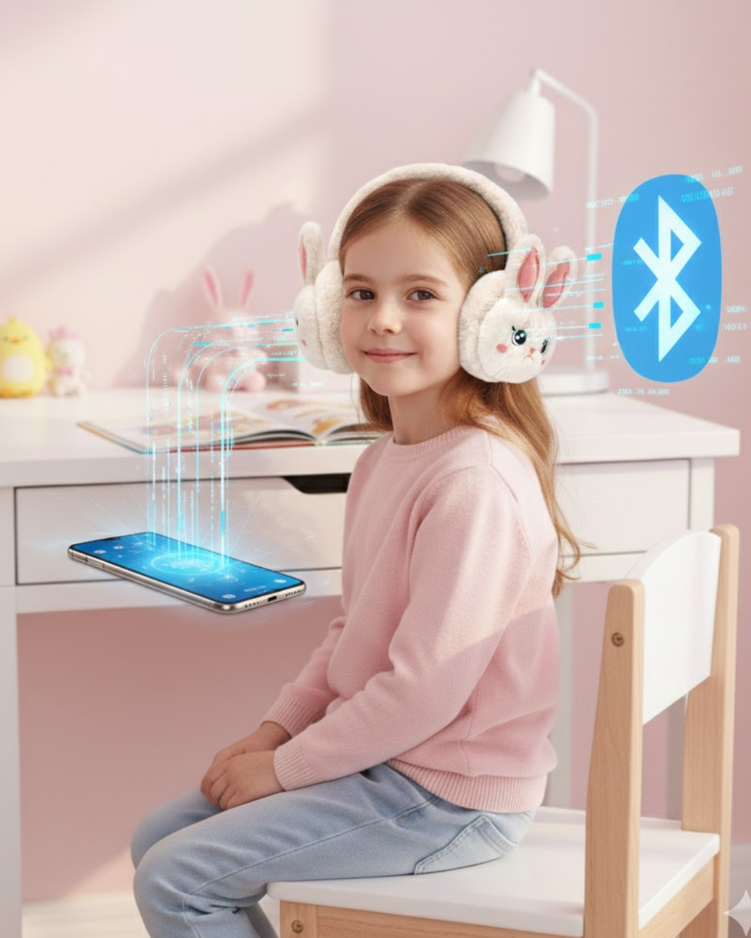 Peluş Tavşan Kulaklı Bluetooth Kulaklık Kablosuz Müzik ve TF Kart Destekli - Lisinya