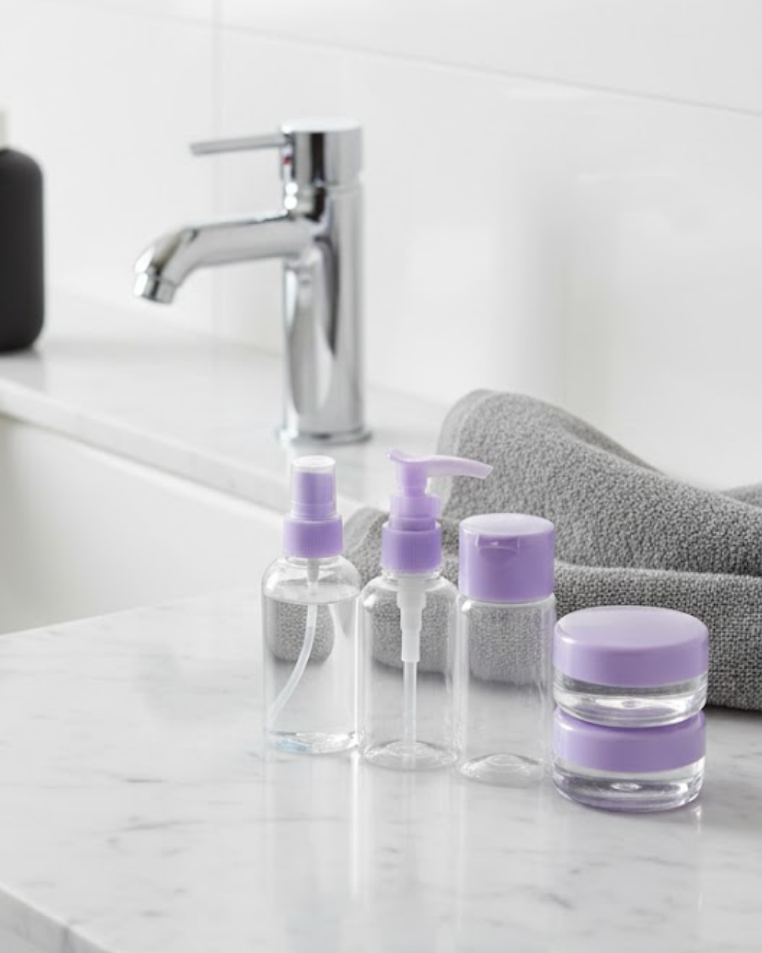 5 Parça Seyahat Banyo Seti 30 ml Şeffaf Taşınabilir Şişe Seti - Lisinya