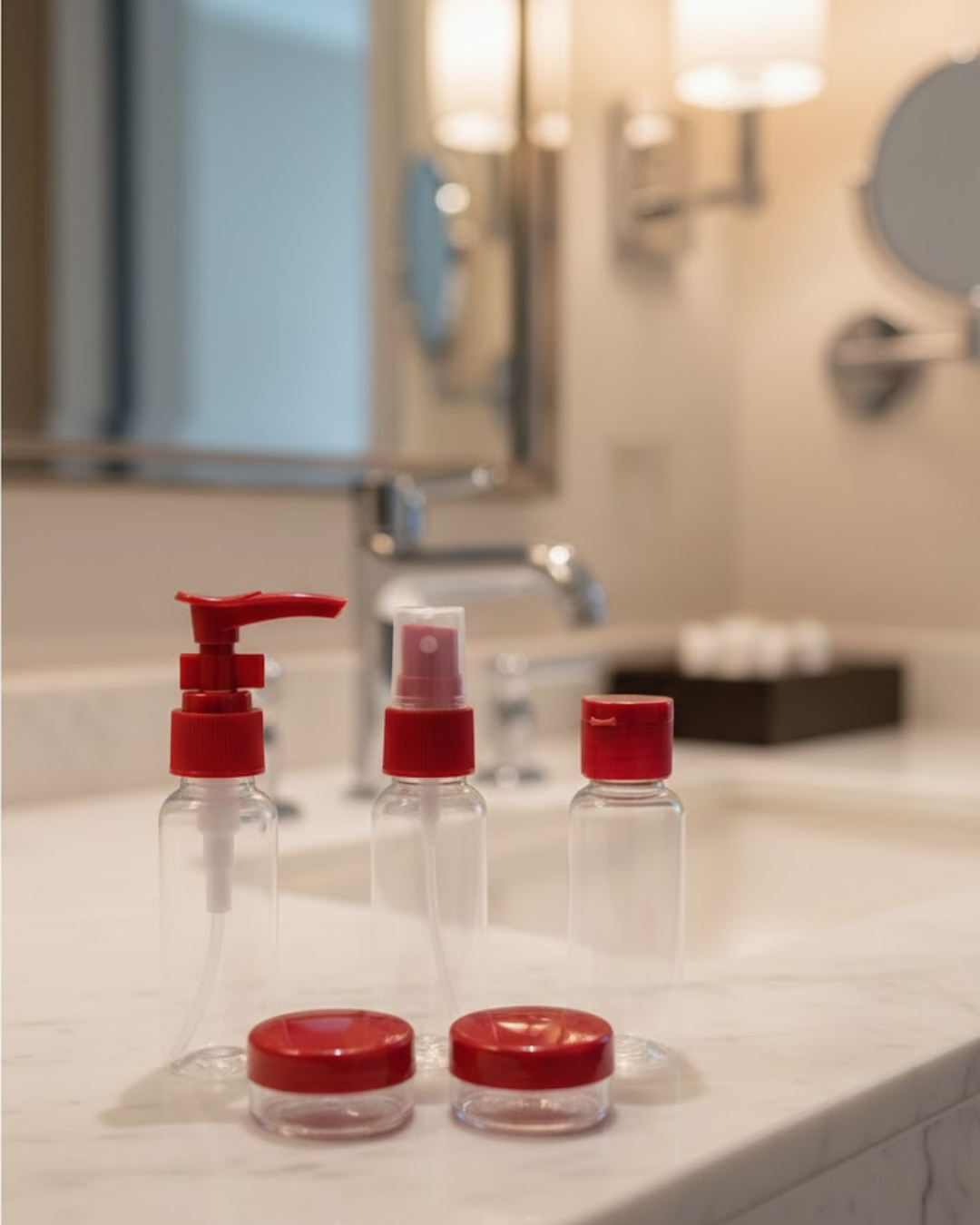 5’li Seyahat Boy Kozmetik Şişe Seti 30 ml Çantalı Organizer - Lisinya