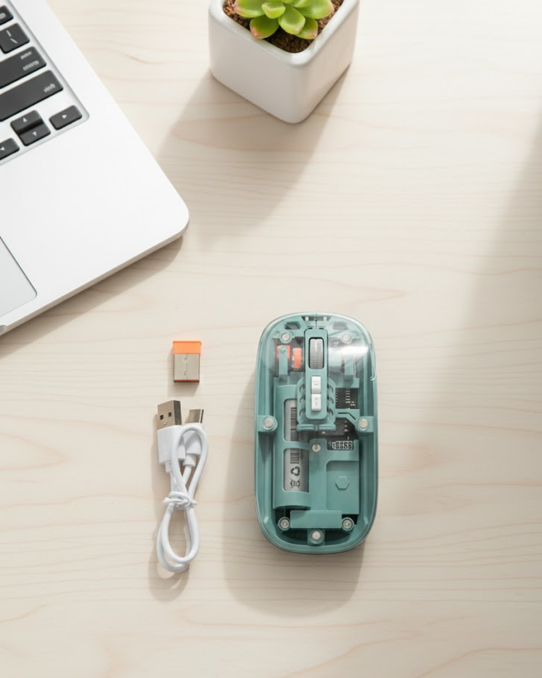 Bluetooth ve 2.4G USB Destekli Pilli Kablosuz Şeffaf Mouse - Lisinya