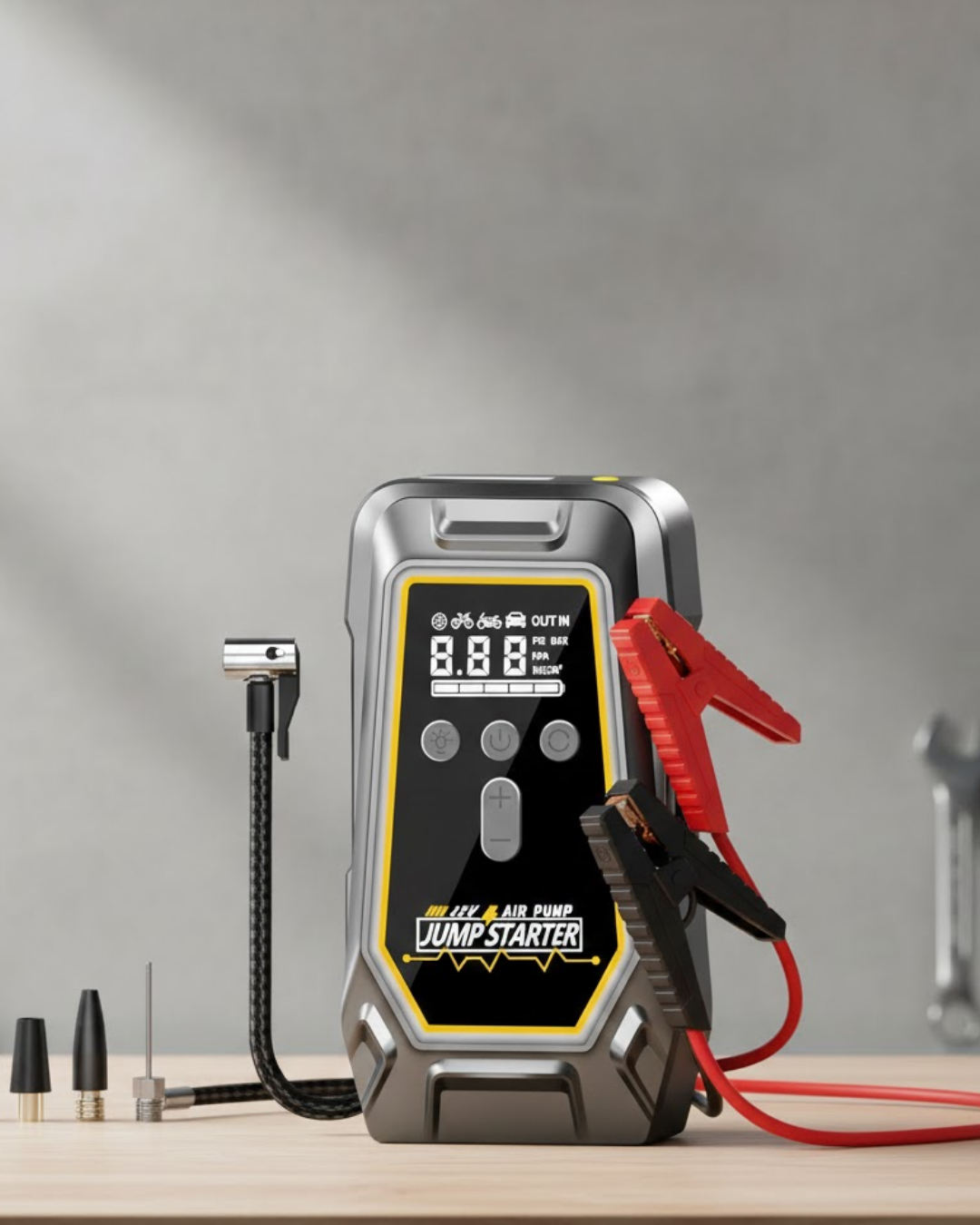 Akü Takviye Lastik Şişirme ve Powerbank Özellikli Çok Fonksiyonlu Cihaz - Lisinya