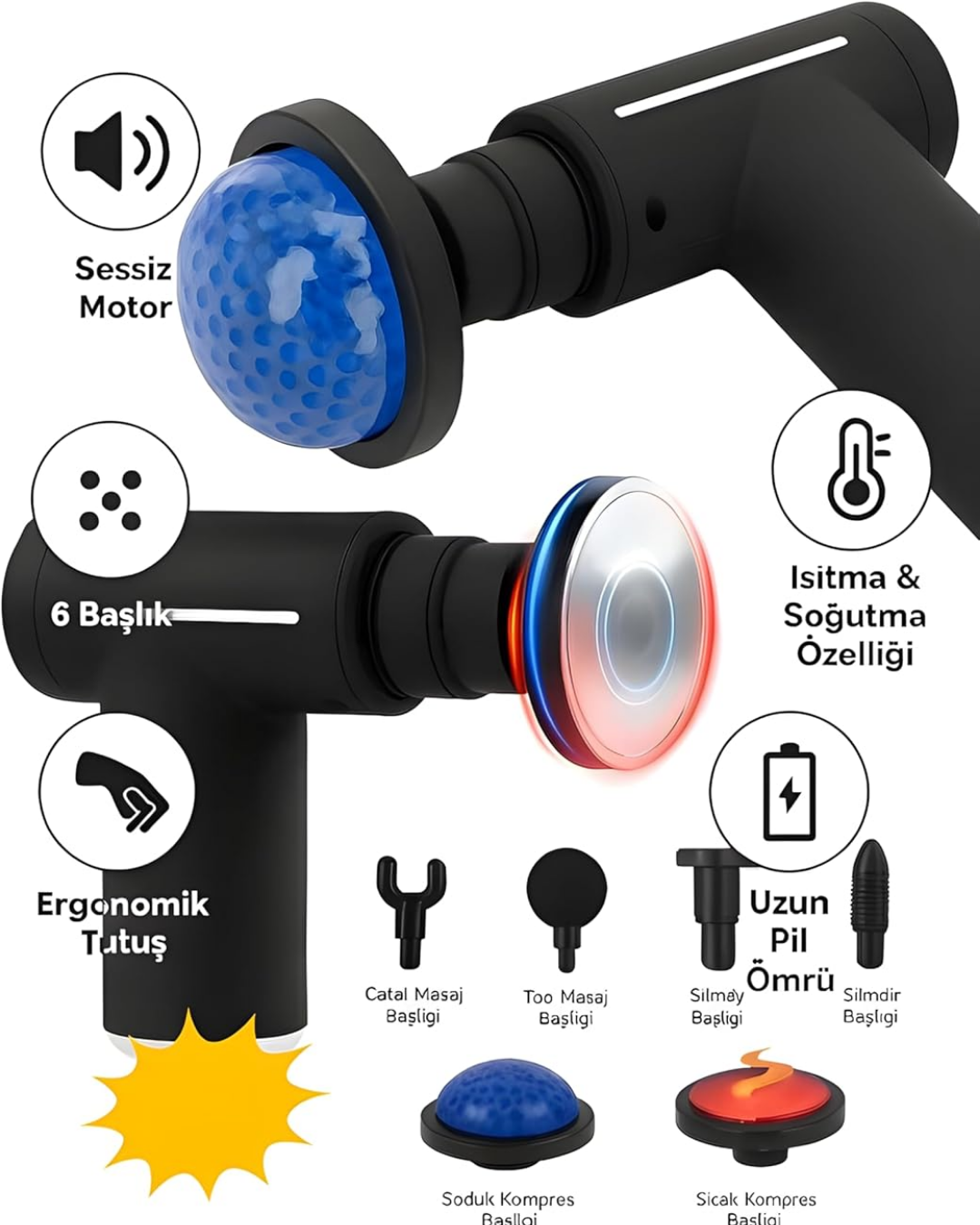 Spor Sonrası Kas Gevşetici Masaj Cihazı Çift Fonksiyonlu - Lisinya