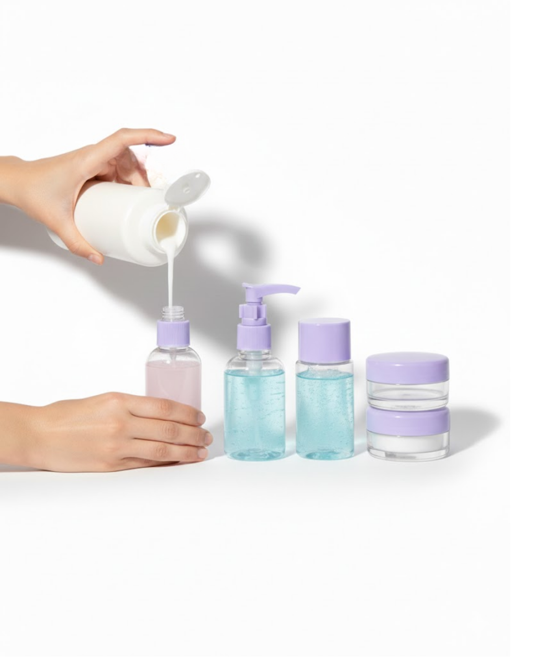 5 Parça Seyahat Banyo Seti 30 ml Şeffaf Taşınabilir Şişe Seti - Lisinya