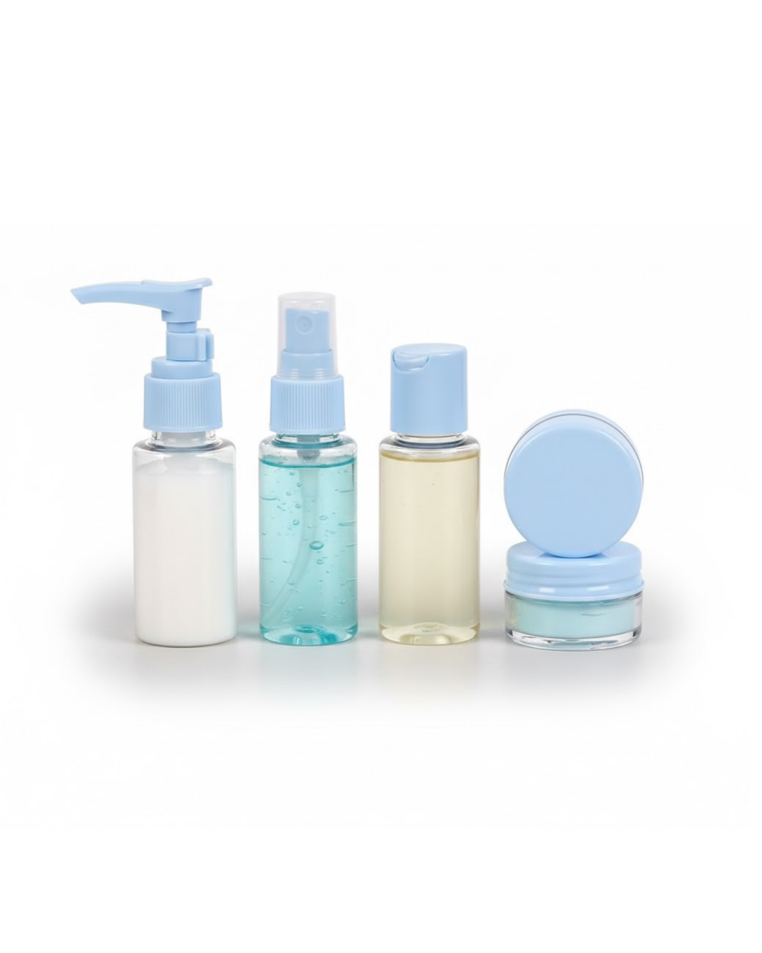 5’li Seyahat Dolum Şişe Seti 30 ml Şeffaf Taşıma Çantalı - Lisinya