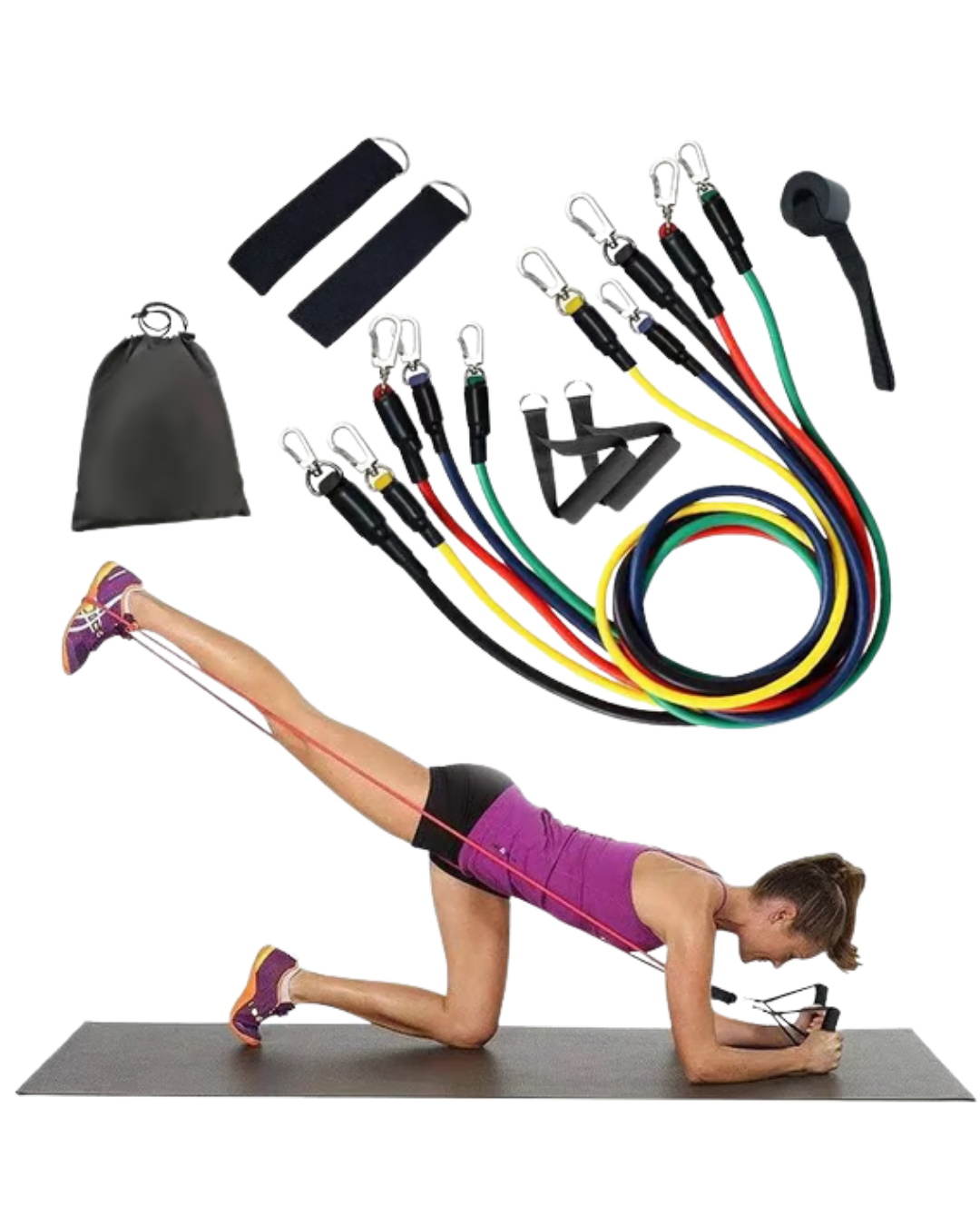 Direnç Seviyeli Pilates ve Fitness Egzersiz Bandı Seti Kapı Askılı - Lisinya