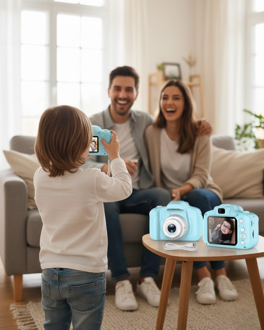 Mavi Mini Dijital Kamera HD Video Fotoğraf Çekimli USB Şarjlı Hafıza Kart Destekli - Lisinya