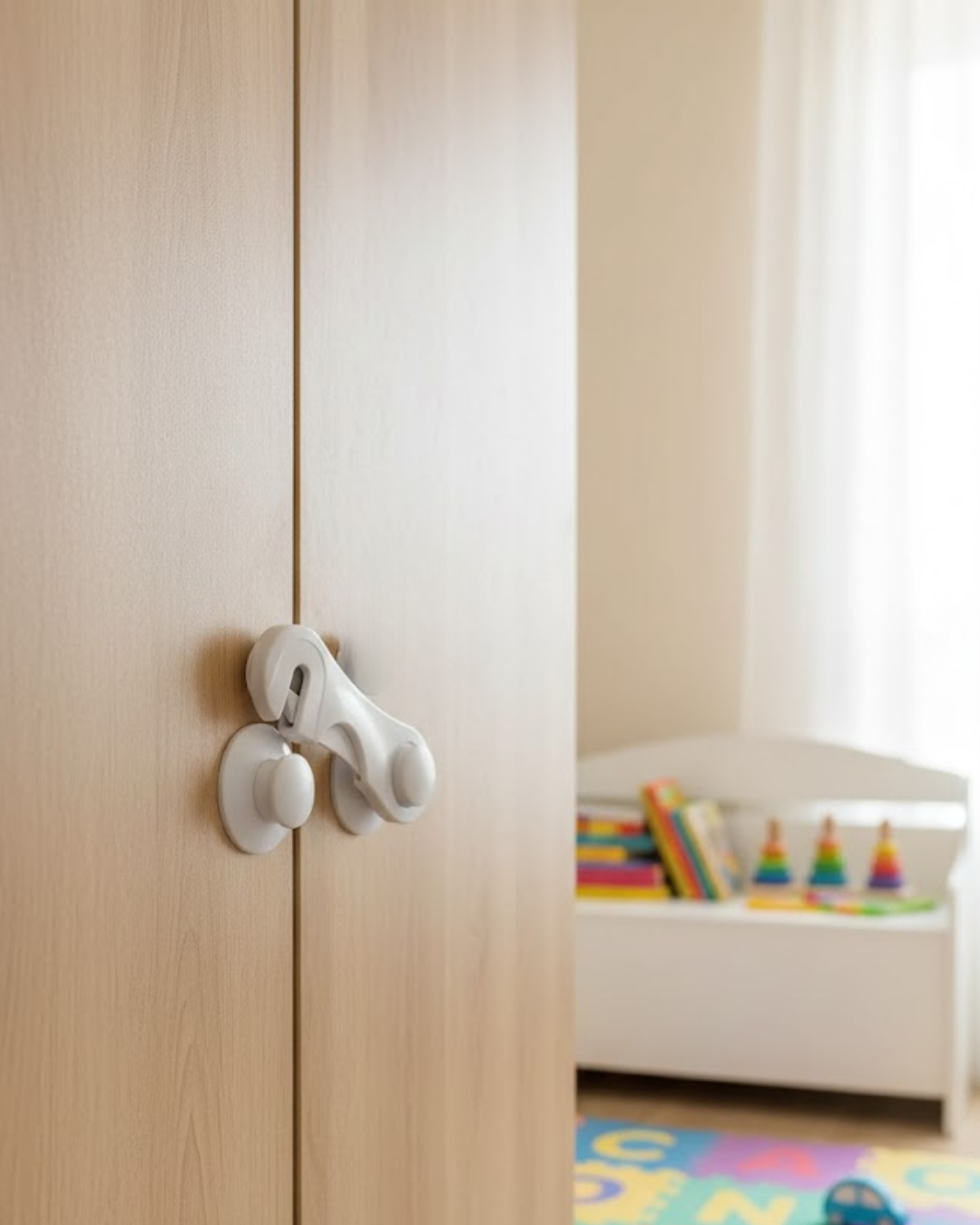 4 Adet Çocuk Güvenliği Dolap Kilidi Yapışkanlı Pratik Kullanım Ev İçi Koruma - Lisinya