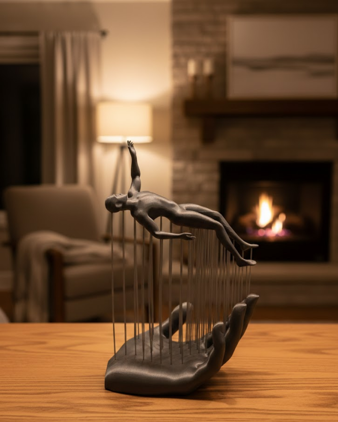 3D El İnsan Figürü Gri Modern Ev ve Ofis Dekoru - Lisinya