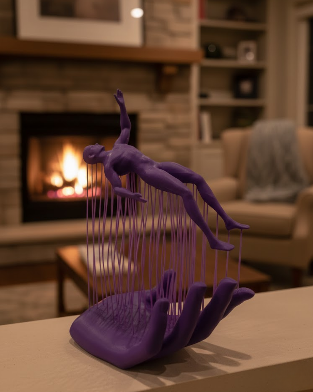 3D El İnsan Figürü Mor Modern Masa Üstü Ev ve Ofis Dekoru - Lisinya