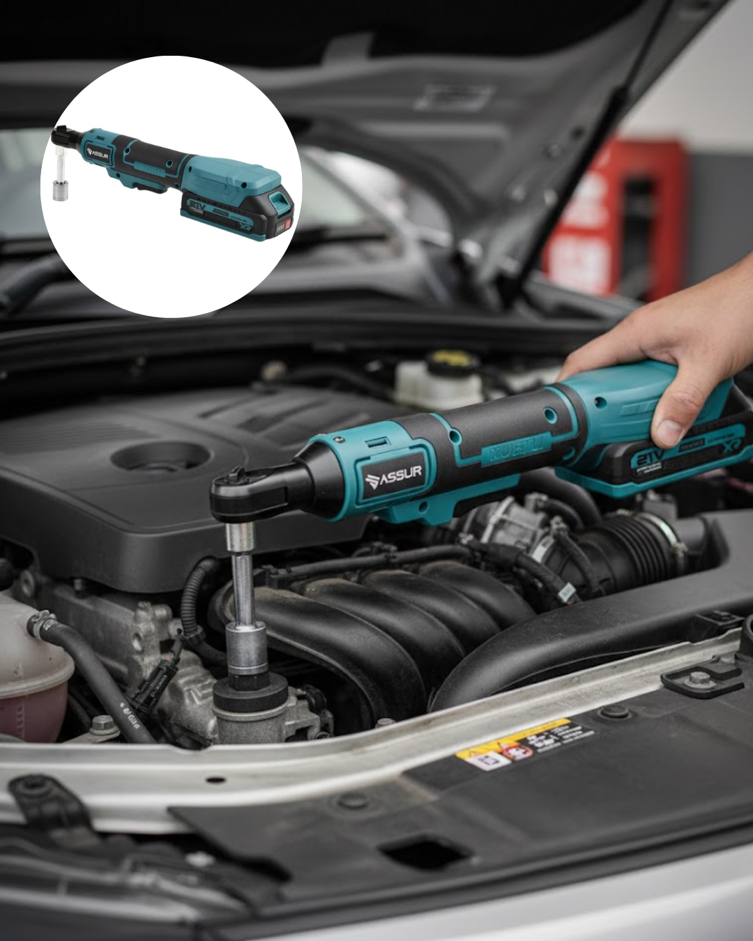 Yandan Sıkma Somun İçin Akülü Cırcır Anahtar Dar Alan Uyumlu - Lisinya