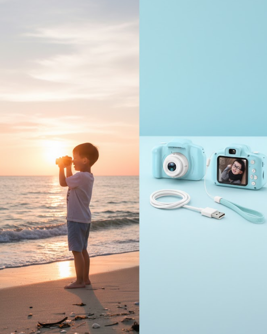 Mavi Taşınabilir Mini Kamera HD Video Fotoğraf Çekimli USB Şarjlı Hafıza Kart Destekli - Lisinya