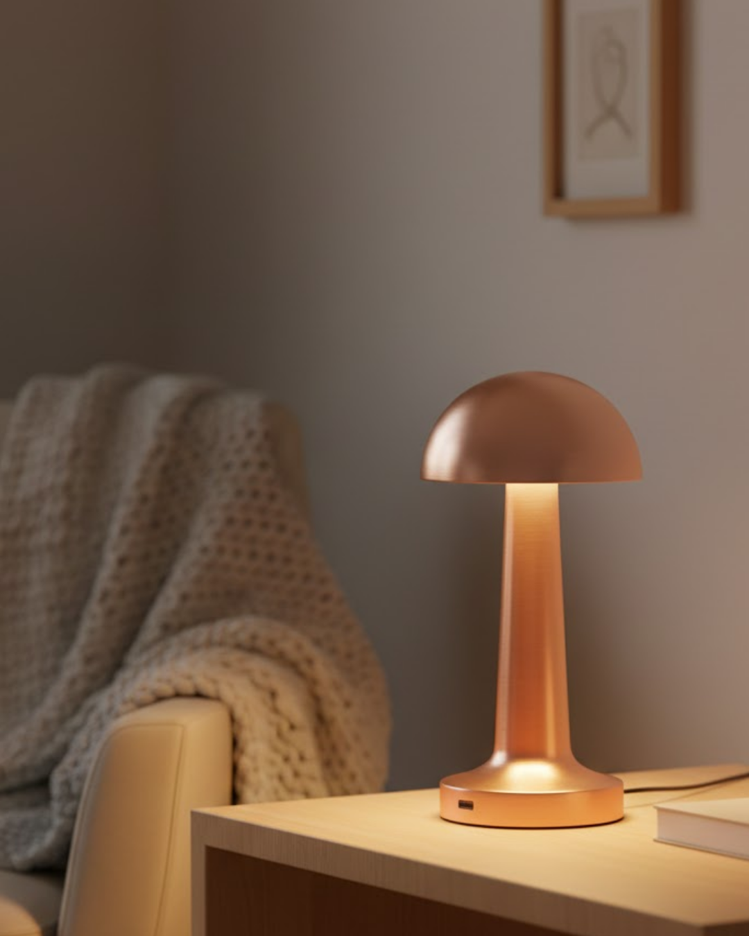 Bronz Dokunmatik Masa Lambası 3 Renk LED Şarjlı Kablosuz USB Çıkışlı - Lisinya