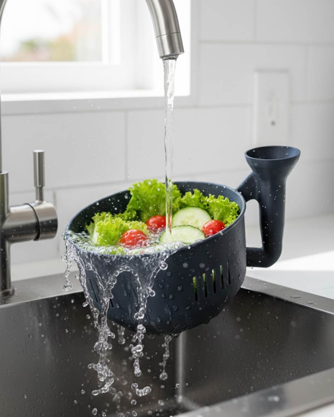 Modern Tasarımlı Sebze Yıkama Kabı Süzgeçli Pratik Mutfak Aparatı - Lisinya