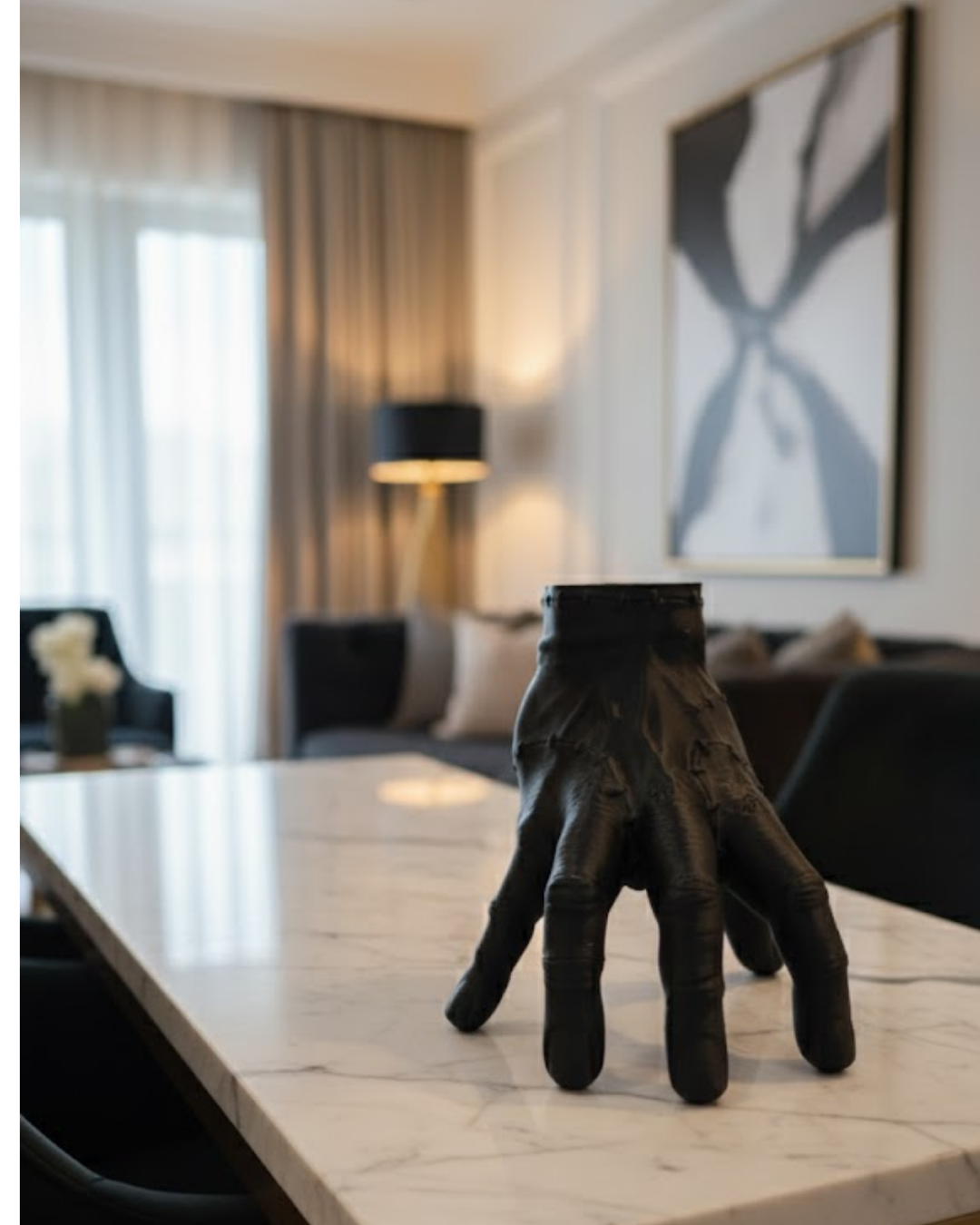 3D Siyah El Heykeli 17x16 cm Raf ve Masa Üstü Dekor - Lisinya