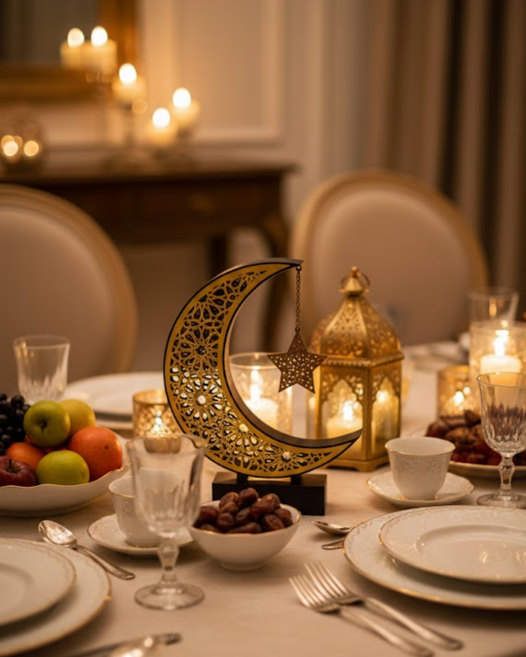 3D Hilal Yıldız Biblo 23x23 cm Şık ve Zarif Dekorasyon - Lisinya