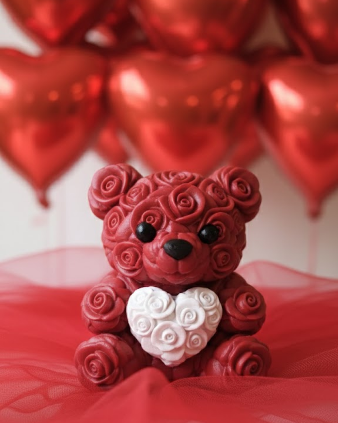 3D Baskı Kalpli Ayıcık 10cm Romantik Masaüstü Dekor - Lisinya