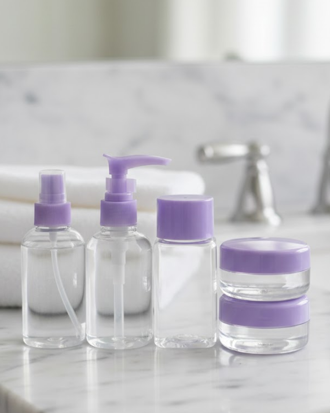 Seyahat İçin 5’li Şeffaf Kozmetik Şişe Seti 30 ml - Lisinya