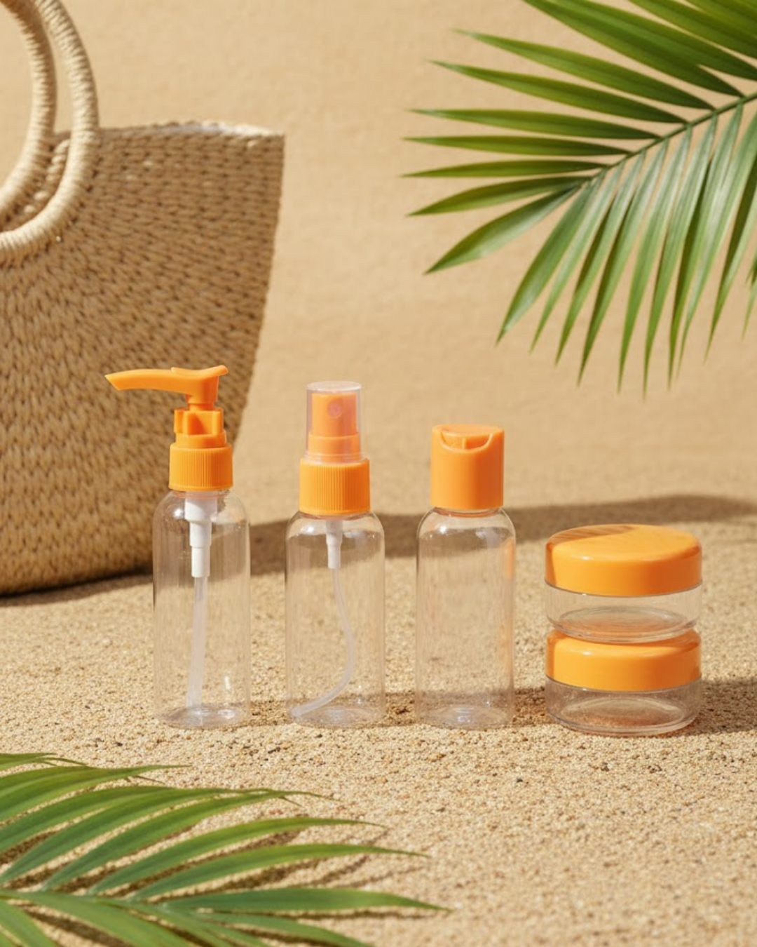 5 Parça Taşınabilir Seyahat Banyo Seti Şeffaf Şişe Takımı - Lisinya