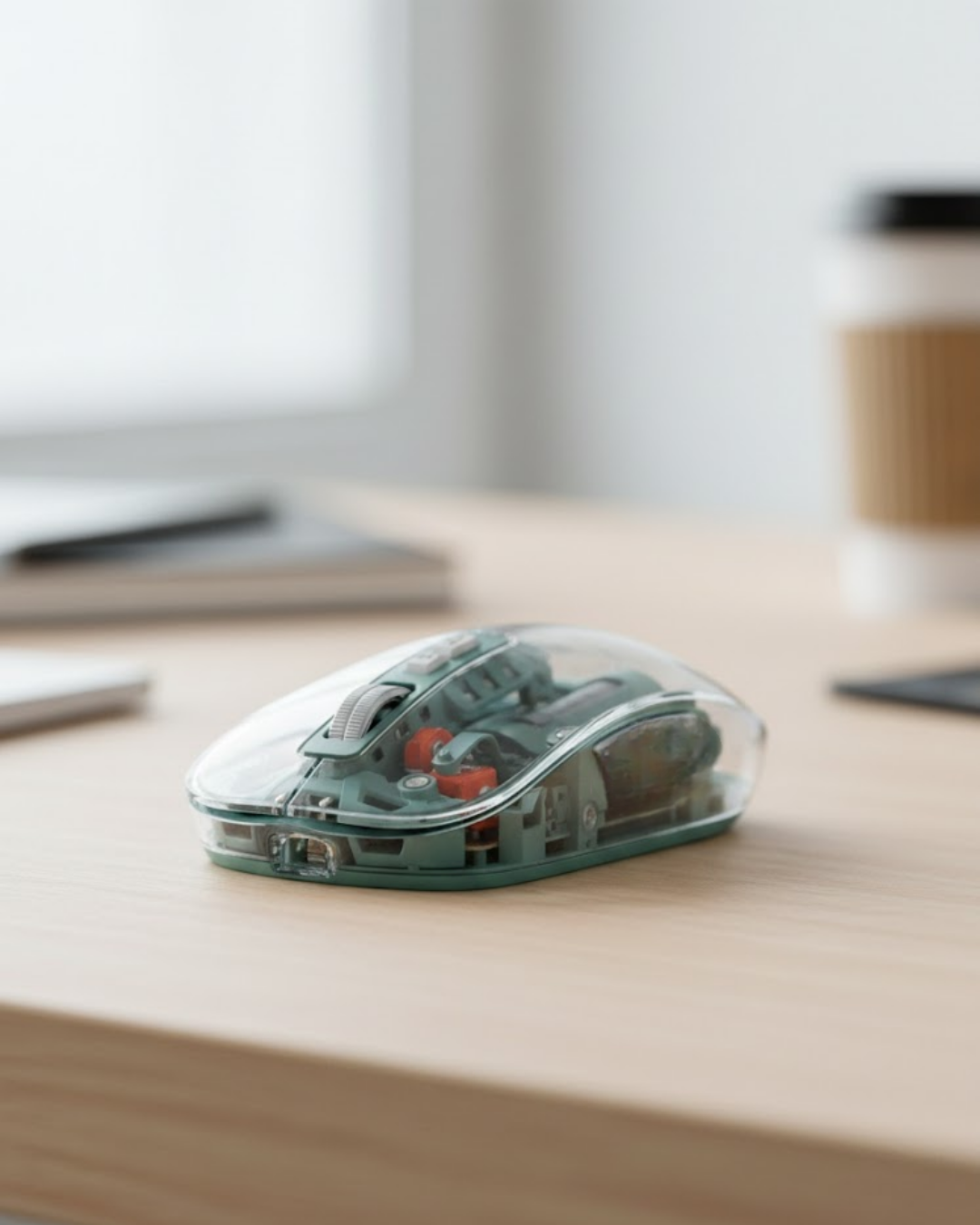 Bluetooth ve 2.4G USB Destekli Pilli Kablosuz Şeffaf Mouse - Lisinya