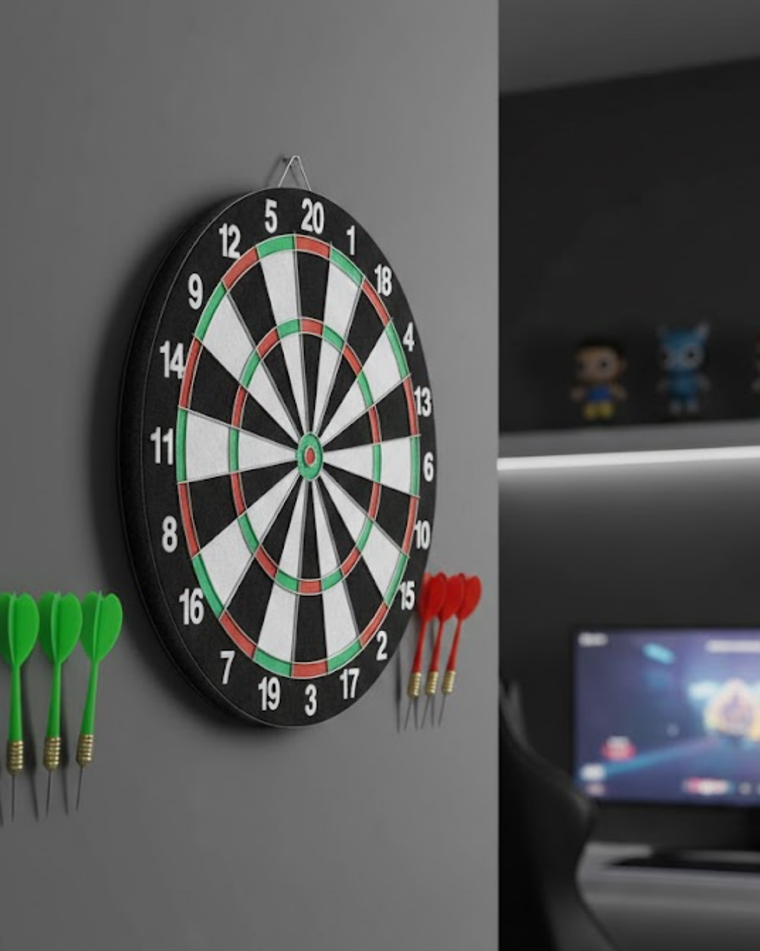 Kaliteli Ahşap Dart Tahtası 12 İnç  4 Dart Ok Seti - Lisinya