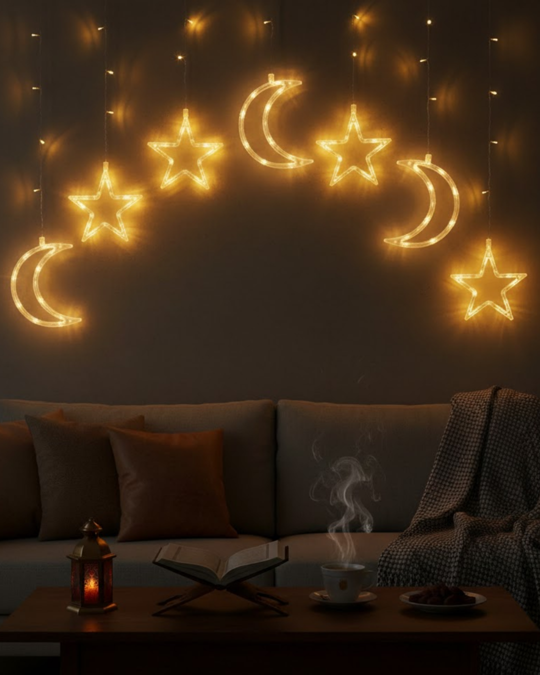 Ramazan İçin Büyük Boy Işıklı Ay Yıldız Led - Lisinya