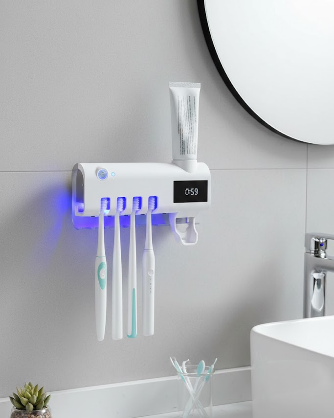 Sensörlü UV Sterilize Diş Fırçası Tutucu ve Macun Sıkma Aparatı - Lisinya