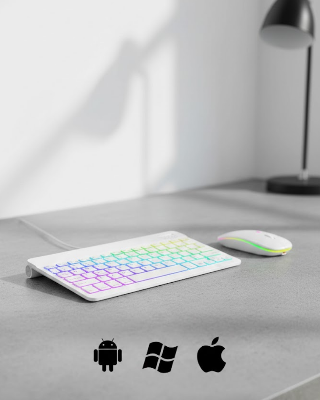 Türkçe Q Aydınlatmalı Klavye Mouse Seti Kablosuz Bluetooth Destekli - Lisinya