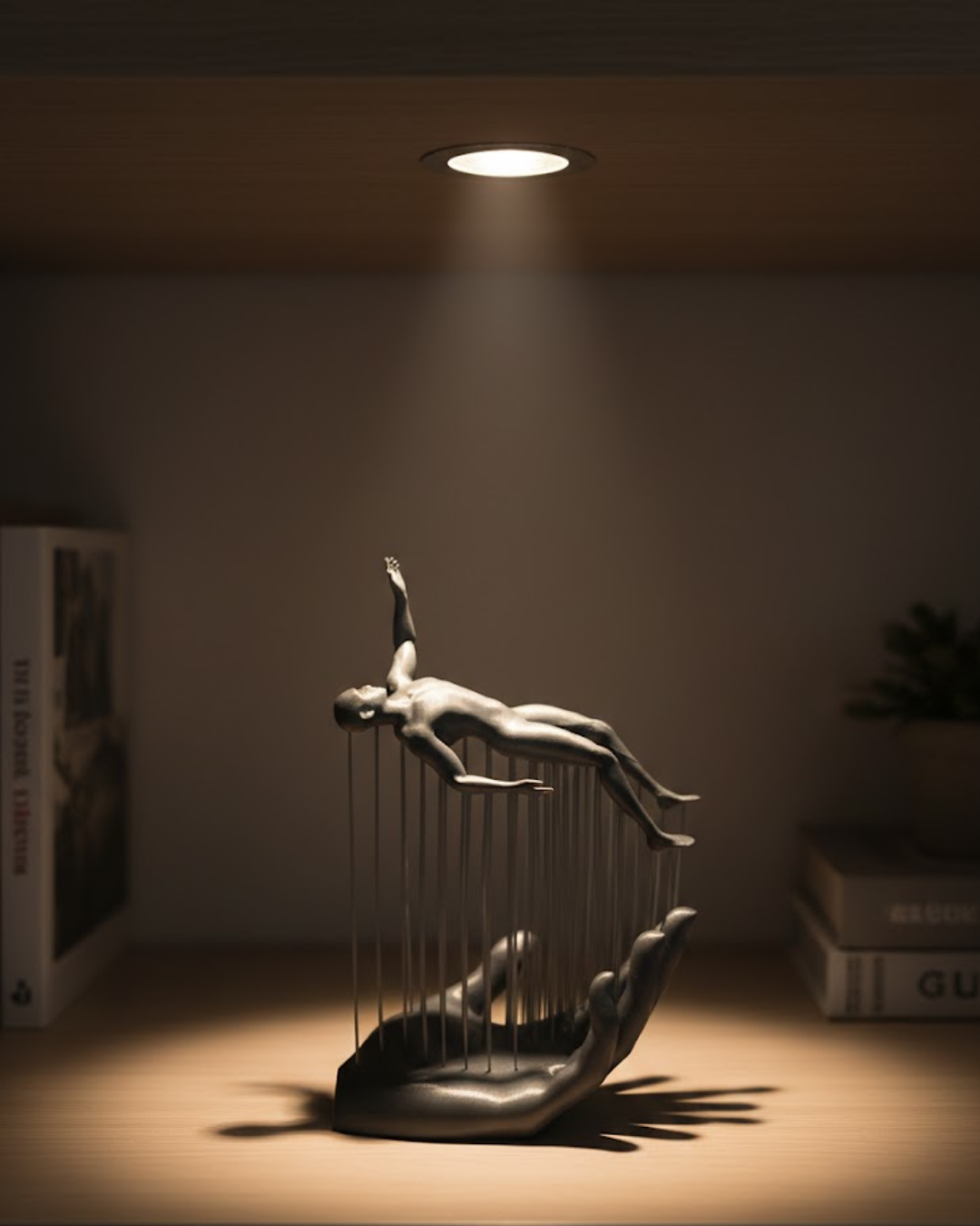 3D El İnsan Figürü Gri Soyut Modern Dekoratif Biblo - Lisinya