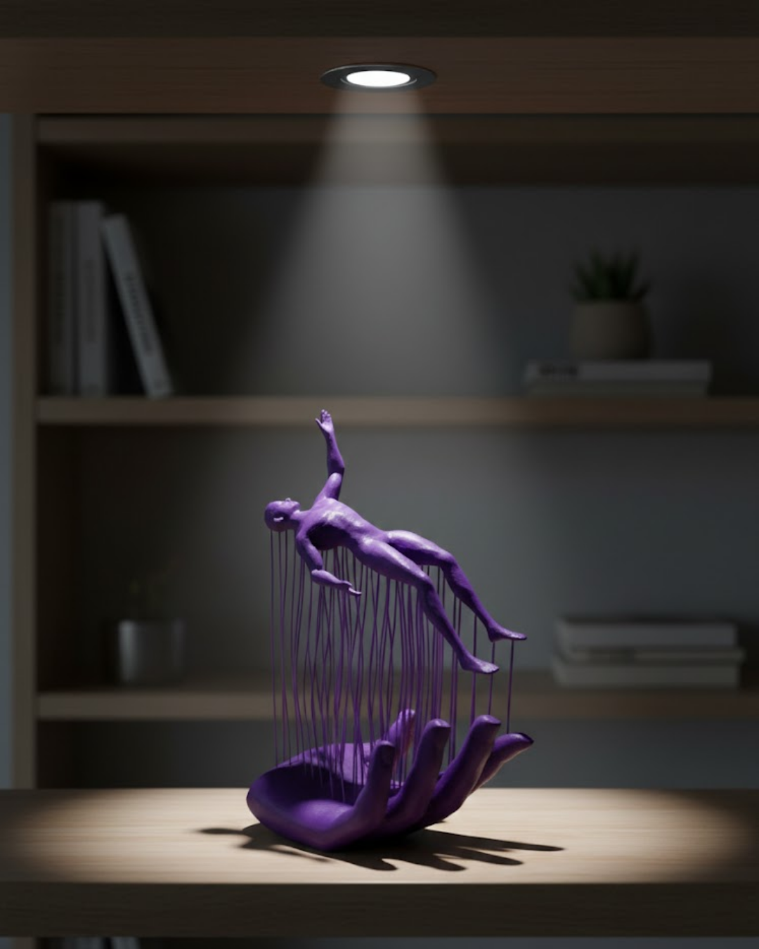 3D El Üzerinde İnsan Figürü Mor Soyut Tasarım Dekor Biblo - Lisinya