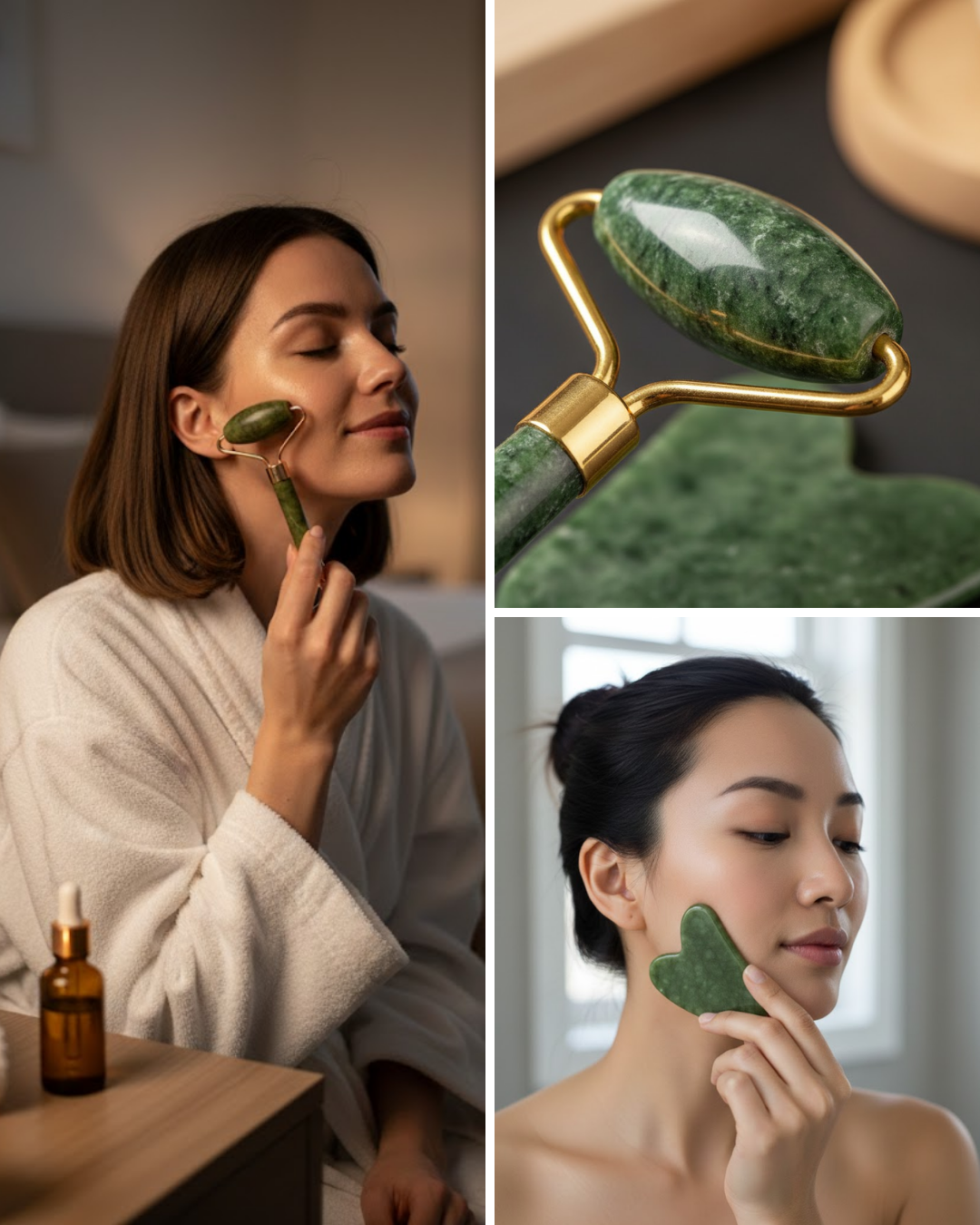 Yüz Masaj Aleti Roller ve Gua Sha 2li Set - Lisinya