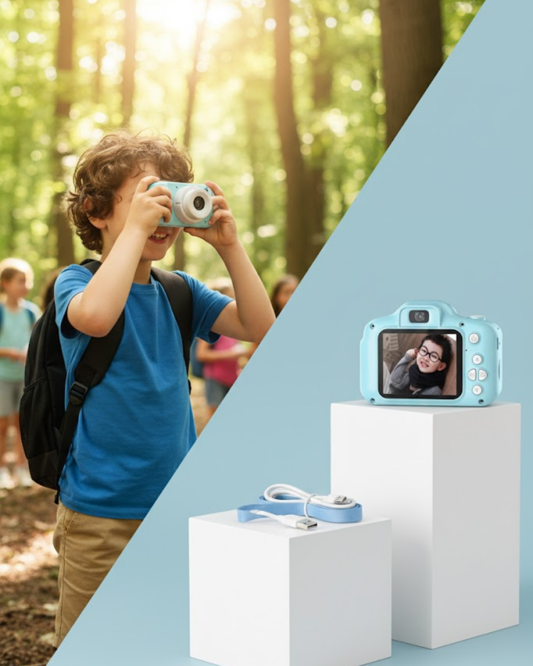 Mavi Mini HD Video Kamera Fotoğraf Çekimli Şarj Edilebilir Bataryalı Dijital Kayıt Cihazı - Lisinya