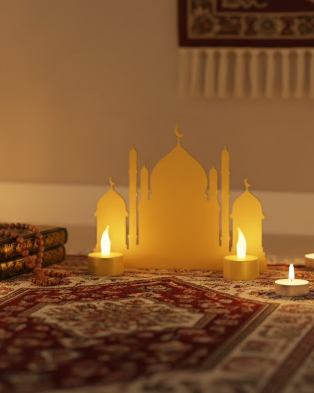 3D LED Mumlu Cami Dekorasyonu 2 Adet Pilli Mum Hediyeli - Lisinya