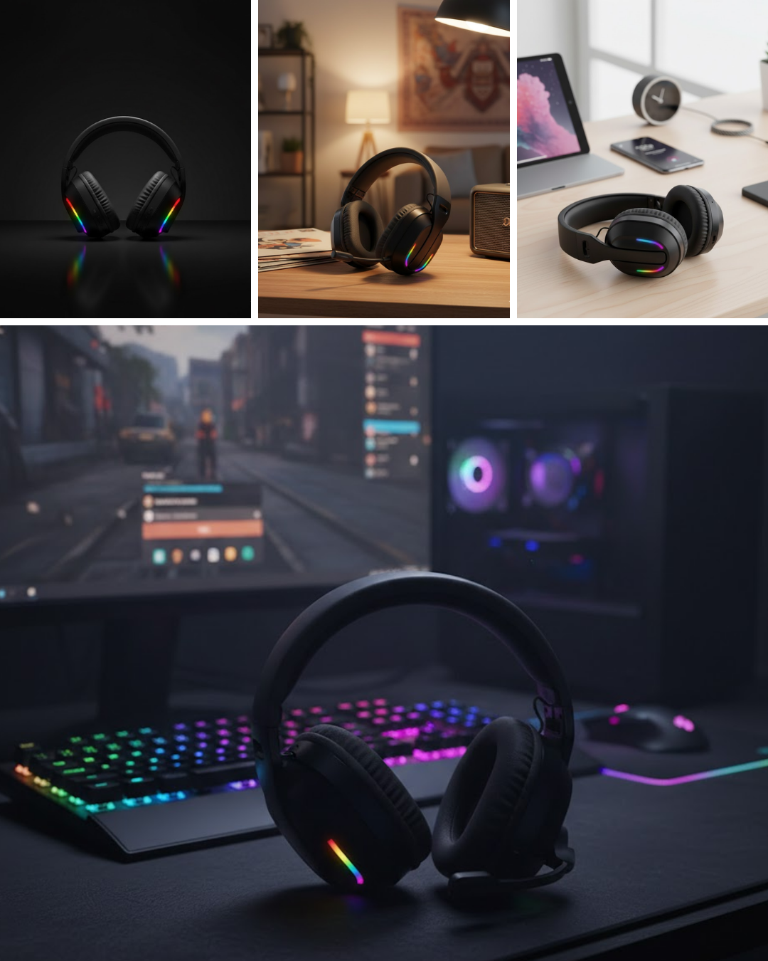 Gaming Headset Kablosuz Bluetooth 40MM Sürücülü Mikrofonlu Oyuncu Kulaklığı - Lisinya