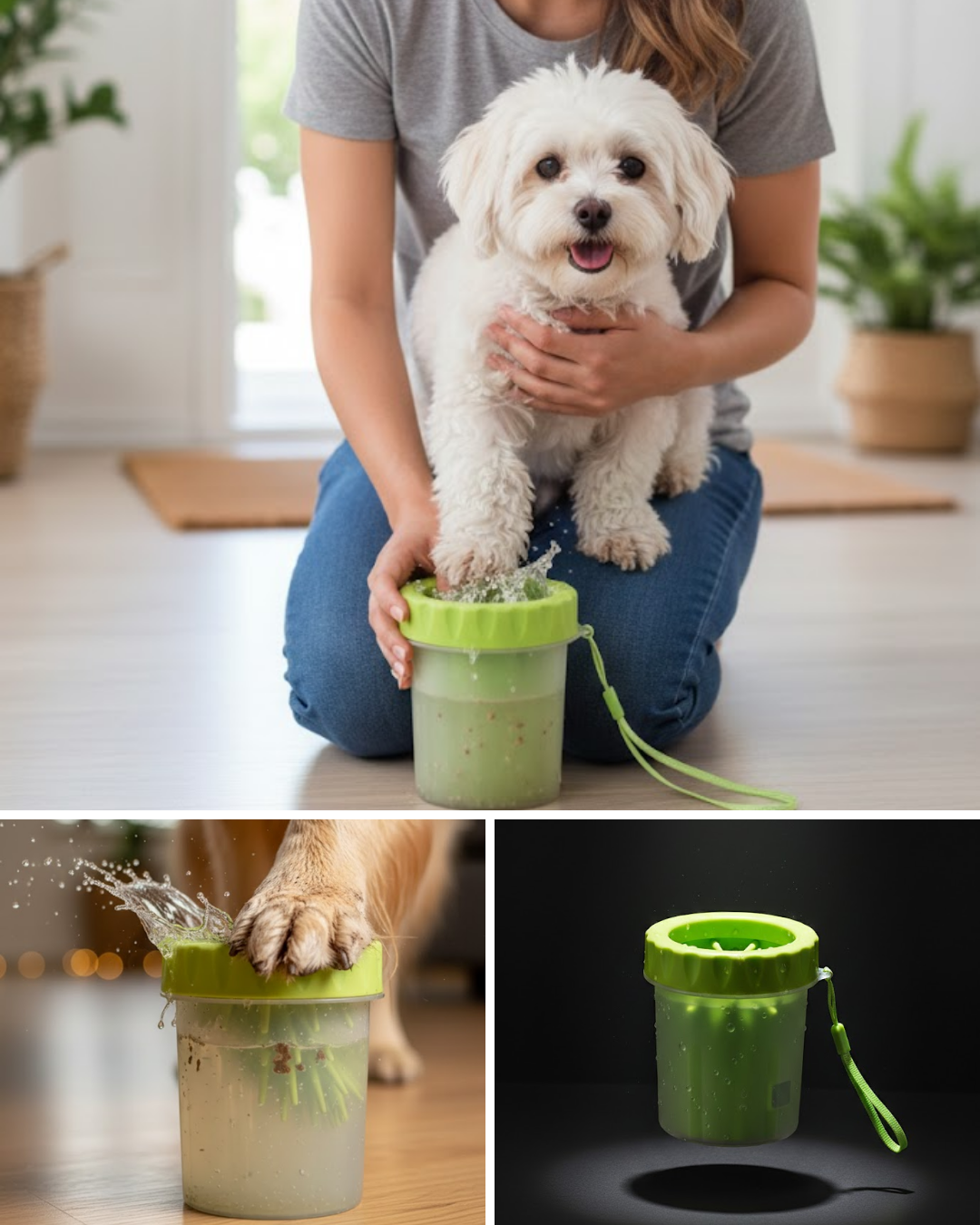 Taşınabilir Köpek Ayak Temizleme Aparatı Silikon Fırçalı - Lisinya