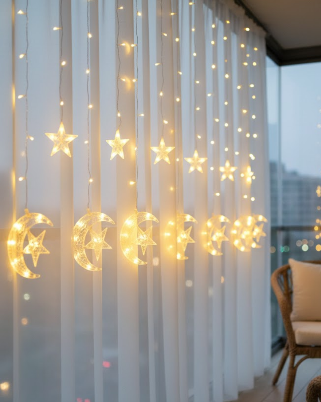 Hilal Yıldız LED Perde Işık Balkon Pencere ve Oda Dekorasyonu - Lisinya