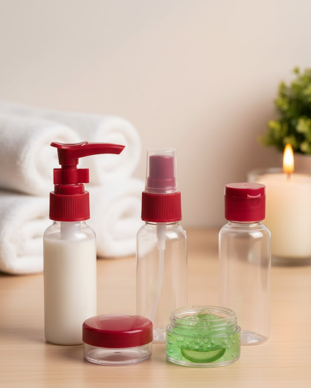 Kompakt 5’li Seyahat Şişesi Seti Şeffaf Kozmetik Kaplar - Lisinya Kompakt 5’li Seyahat Şişesi Seti Şeffaf Kozmetik Kaplar - Lisinya