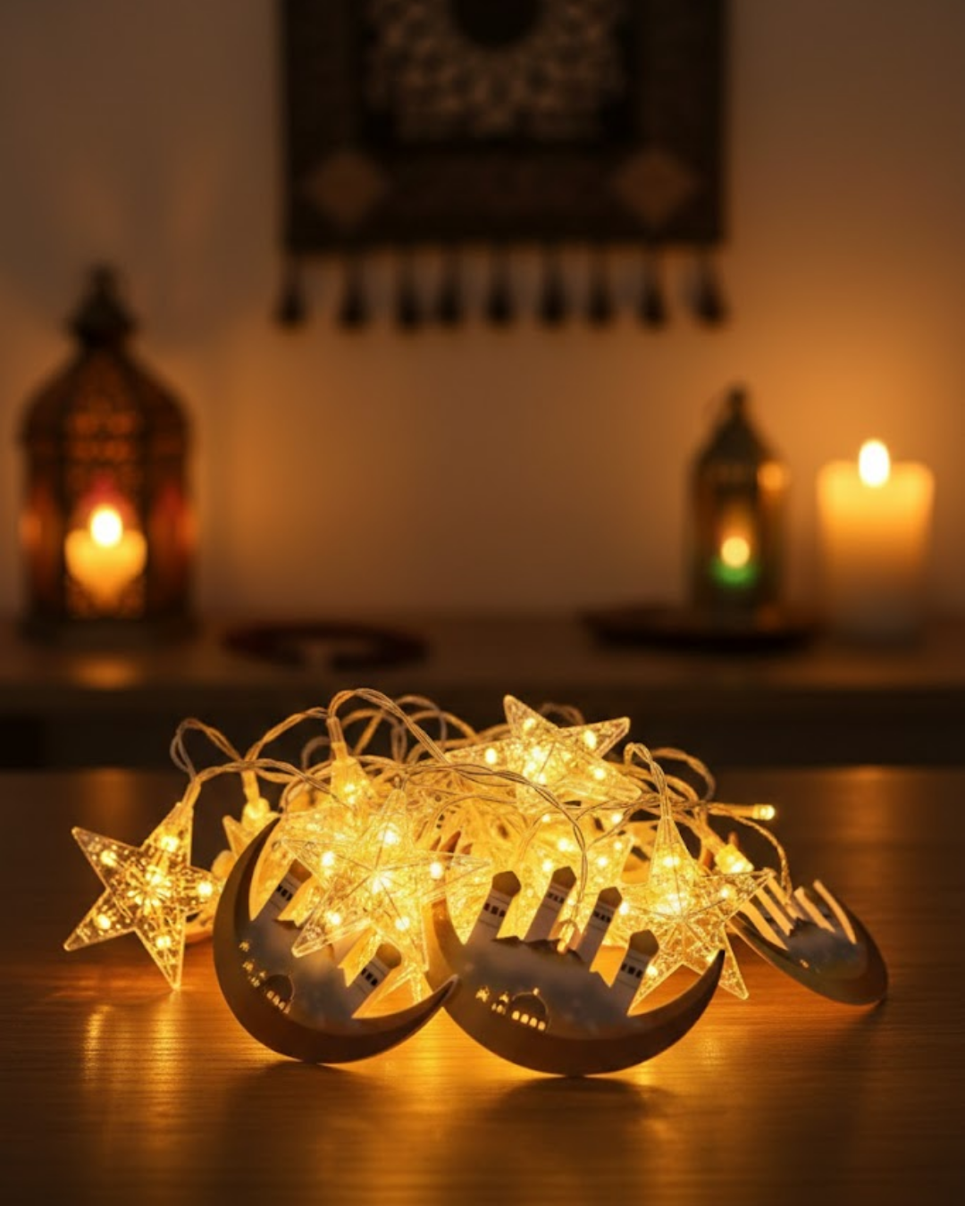 Ramazan Dekorasyonu İçin 3 Metre Hilal Yıldız LED Işık - Lisinya