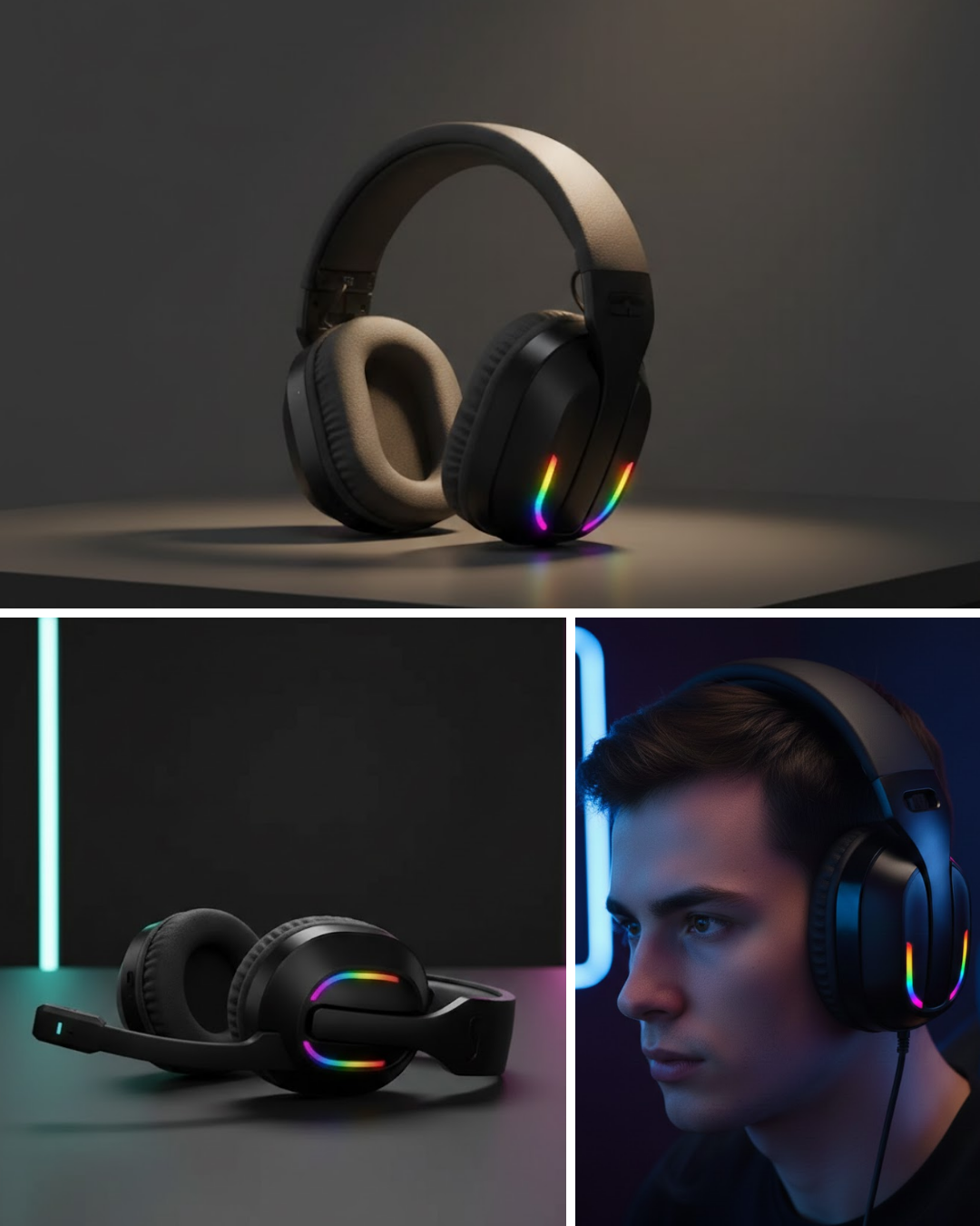 RGB Aydınlatmalı Kablosuz Oyuncu Kulaklığı Konsol ve PC Uyumlu - Lisinya RGB Aydınlatmalı Kablosuz Oyuncu Kulaklığı Konsol ve PC Uyumlu - Lisinya