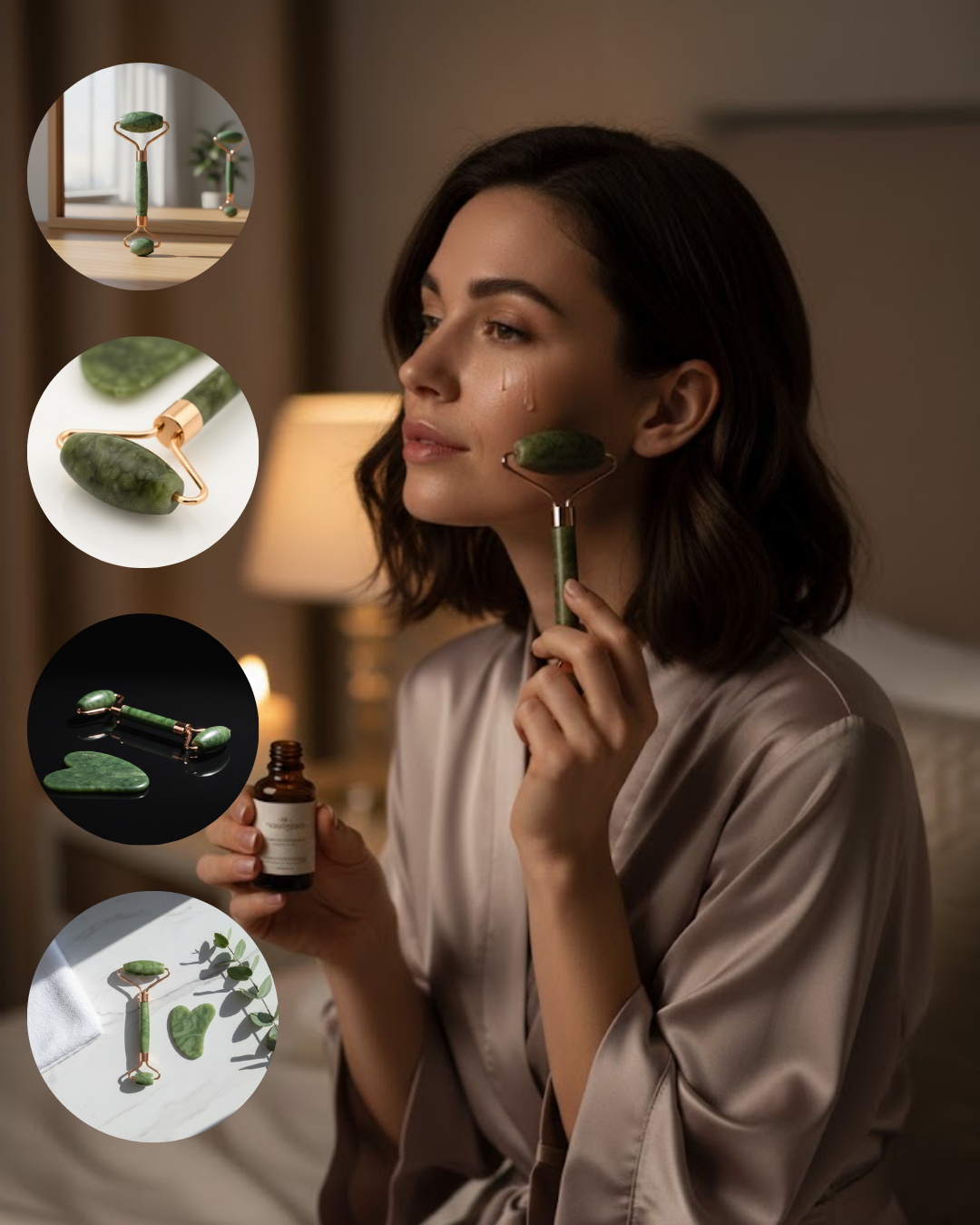 Yeşim Taşı Yüz Masaj Seti Şişlik Azaltıcı 2 Parça - Lisinya