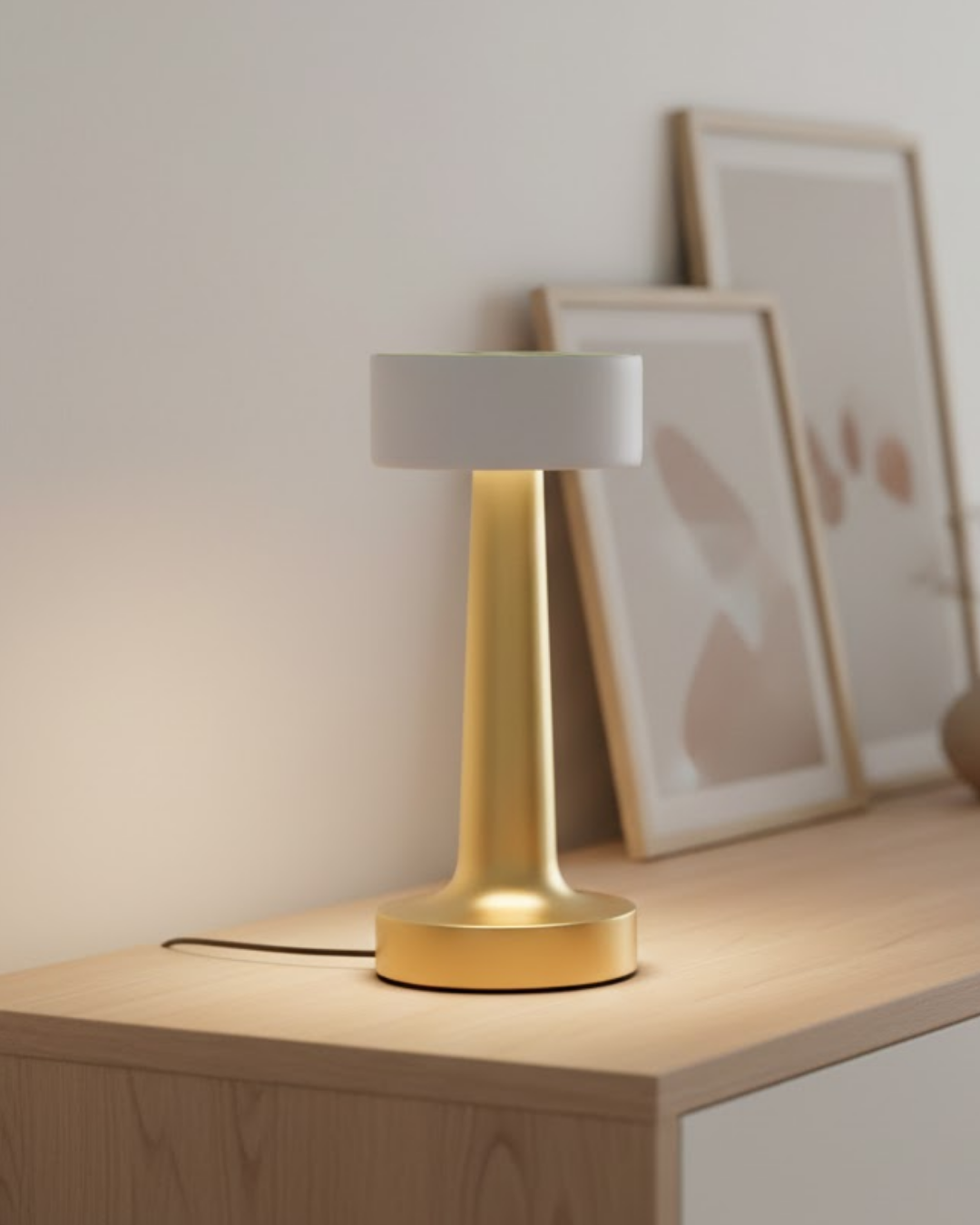 Modern Altın Gövdeli LED Masa Lambası 3 Işık Modlu - Lisinya