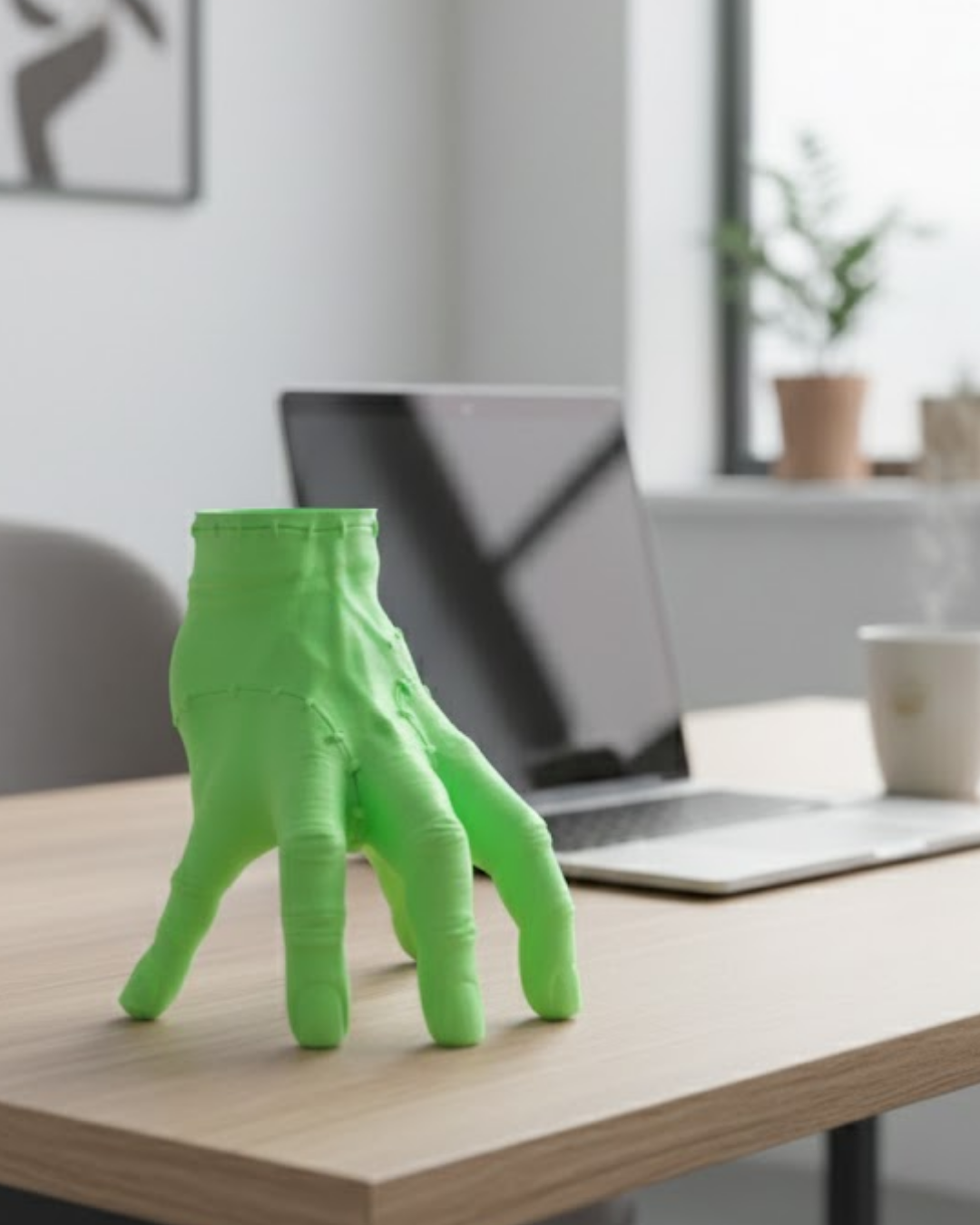 3D Yeşil El Tasarım Dekor 27x22 cm Büyük Boy Şık Obje - Lisinya