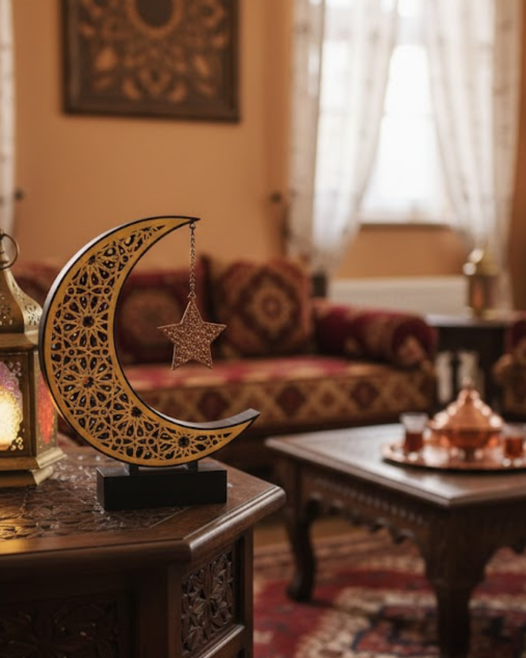 3D Hilal Yıldız Süs 23x23 cm Ev ve Ofis İçin Şık Aksesuar - Lisinya