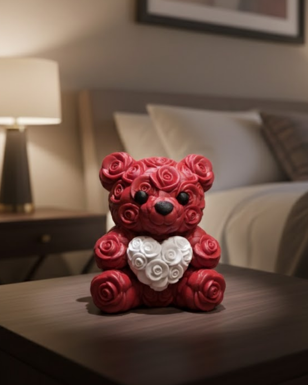 10cm 3D Özel Baskı Kalpli Ayıcık Romantik Hediye Objesi - Lisinya