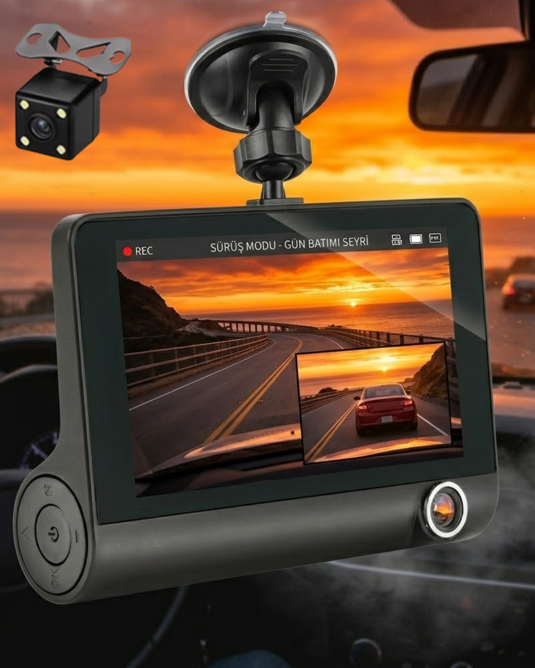 Çift Lens Araç Güvenlik Kamerası G Sensörlü Full HD - Lisinya