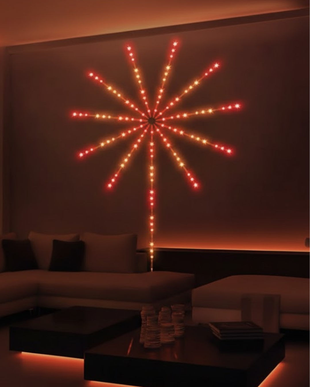 Uygulama Destekli RGB LED Havai Fişek Duvar Aydınlatması - Lisinya