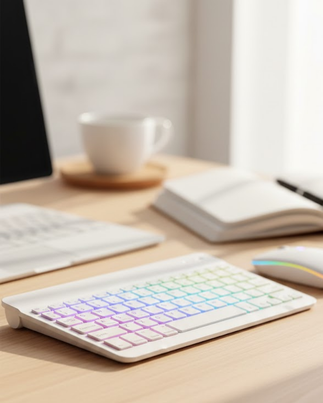 Çoklu Cihaz Uyumlu Kablosuz Klavye Mouse Seti Aydınlatmalı - Lisinya